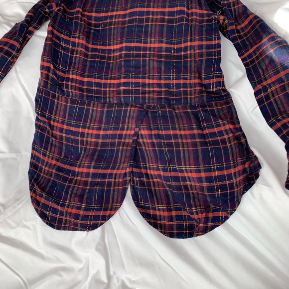 Lucky Brand button up shimmery plaid top - Picture 6 of 8